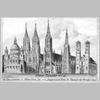Ulmer Muenster, Zeichnung (Entwurf für Ansichtskarten o. ä.) von Eugen Felle Technoseum (Landesmuseum für Technik und Arbeit Mannheim) Wikipedia.jpg